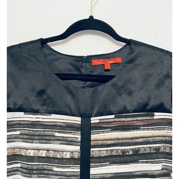 Narciso Rodriguez Top Womens XL Black Striped Scoop Neck Short Sleeve Boho - Picture 4 of 9